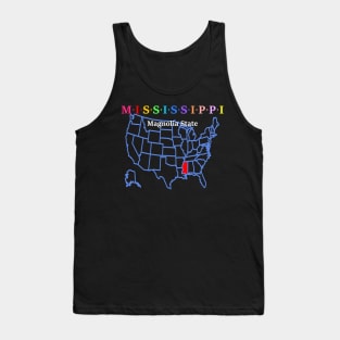 Mississippi, USA. Magnolia State. With Map. Tank Top